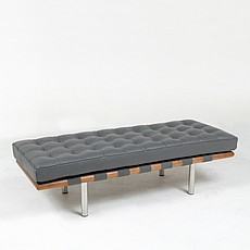 Show product details for Exhibition 2-Seat Bench - Charcoal Gray Leather