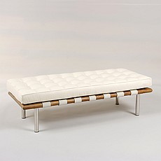 Exhibition 2-Seat Bench - Beige White Leather