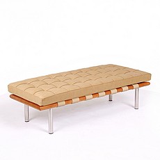 Show product details for Exhibition 2-Seat Bench - Driftwood Tan Leather