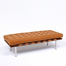 Show product details for Exhibition 2-Seat Bench - Sienna Brown Leather