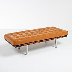 Show product details for Exhibition 2-Seat Bench - Golden Tan Leather