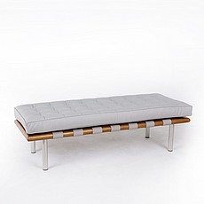 Show product details for Exhibition 2-Seat Bench - Nimbus Gray Leather