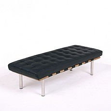 Exhibition 2-Seat Bench - Premium Black Leather