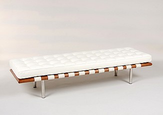 Show product details for Exhibition 3-Seat Bench - Polar White Leather