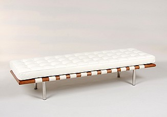 Show product details for Exhibition 3-Seat Bench - Alpine White Leather