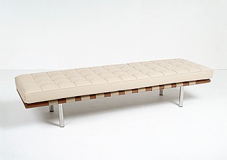 Show product details for Exhibition 3-Seat Bench - Parchment Leather