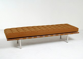 Show product details for Exhibition 3-Seat Bench - Earth Tan Leather