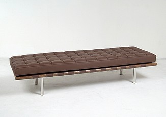 Show product details for Exhibition 3-Seat Bench - Java Brown Leather