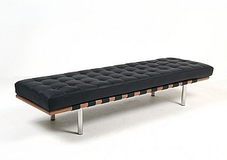 Exhibition 3-Seat Bench - Standard Black Leather