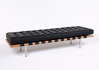 Exhibition 3-Seat Bench - Premium Black Leather