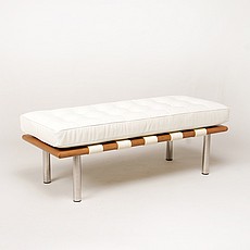 Show product details for Exhibition Narrow Bench - Polar White Leather