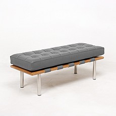 Exhibition Narrow Bench - Charcoal Gray Leather