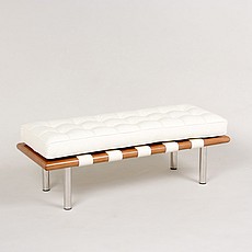 Exhibition Narrow Bench - Beige White Leather