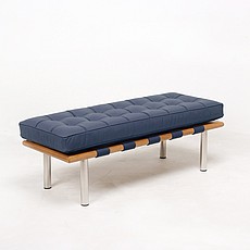 Exhibition Narrow Bench - Navy Blue Leather