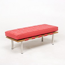 Exhibition Narrow Bench - Premium Red Leather