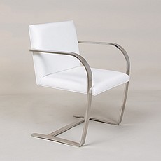 Show product details for Executive Flat Arm Side Chair - Arctic White Leather - No Armpads