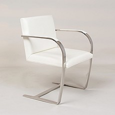 Show product details for Executive Flat Arm Side Chair - Polar White Leather - With Armpads