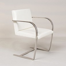 Show product details for Executive Flat Arm Side Chair - Polar White Leather - No Armpads