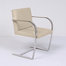 Executive Flat Arm Side Chair - Parchment Leather - No Armpads