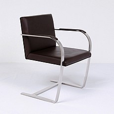 Executive Flat Arm Side Chair - Java Brown Leather - With Armpads