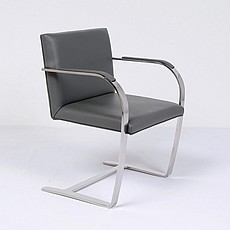 Show product details for Executive Flat Arm Side Chair - Charcoal Gray Leather - With Armpads