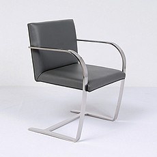 Show product details for Executive Flat Arm Side Chair - Charcoal Gray Leather - No Armpads