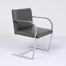 Show product details for Executive Flat Arm Side Chair - Charcoal Gray Leather - No Armpads