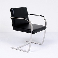 Show product details for Executive Flat Arm Side Chair - Standard Black Leather With Armpads
