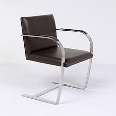 Show product details for Executive Flat Arm Side Chair - Espresso Brown Leather - With Armpads