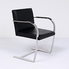 Show product details for Executive Flat Arm Side Chair - Premium Black Leather - With Armpads