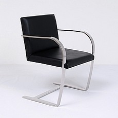 Executive Flat Arm Side Chair - Premium Black Leather