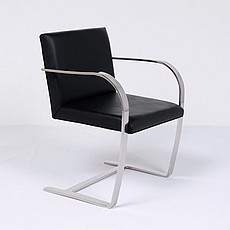 Show product details for Executive Flat Arm Side Chair - Premium Black Leather - No Armpads