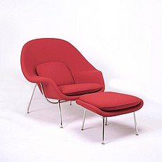 Womb Chair with Ottoman - Cayenne Red Fabric