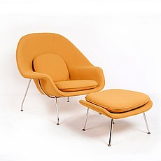 Show product details for Womb Chair with Ottoman - Melon Orange Fabric
