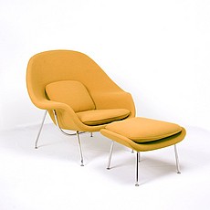 Womb Chair with Ottoman - Melon Orange Fabric