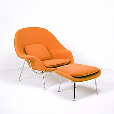 Womb Chair with Ottoman - Tangerine Orange Fabric