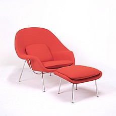 Womb Chair with Ottoman - Poppy Orange Fabric