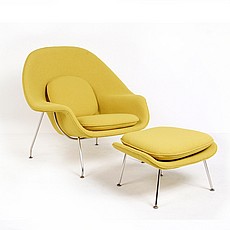 Show product details for Womb Chair with Ottoman - Chartreuse Green Fabric