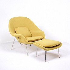 Womb Chair with Ottoman - Chartreuse Green Fabric