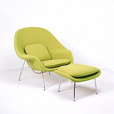 Womb Chair with Ottoman - Lime Green Fabric