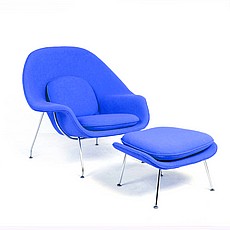 Show product details for Womb Chair with Ottoman - Royal Blue Fabric