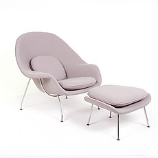 Show product details for Womb Chair with Ottoman - Silver Gray Fabric