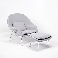 Womb Chair with Ottoman - Silver Gray Fabric