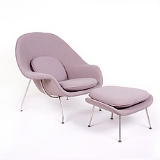Show product details for Womb Chair with Ottoman - Smoke Gray Fabric