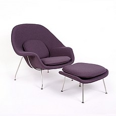 Show product details for Womb Chair with Ottoman - Winter Gray Fabric