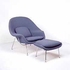 Womb Chair with Ottoman - Winter Gray Fabric