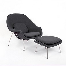 Womb Chair with Ottoman - Mica Gray Fabric