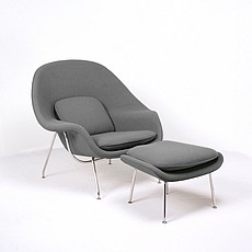 Womb Chair with Ottoman - Mica Gray Fabric