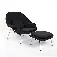 Show product details for Womb Chair with Ottoman - Midnight Black Fabric