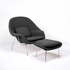 Womb Chair with Ottoman - Midnight Black Fabric